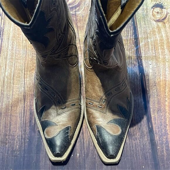 Laredo Porter Men's Tan Leather Western Boots Snip Toe Size 8D - Picture 6 of 9